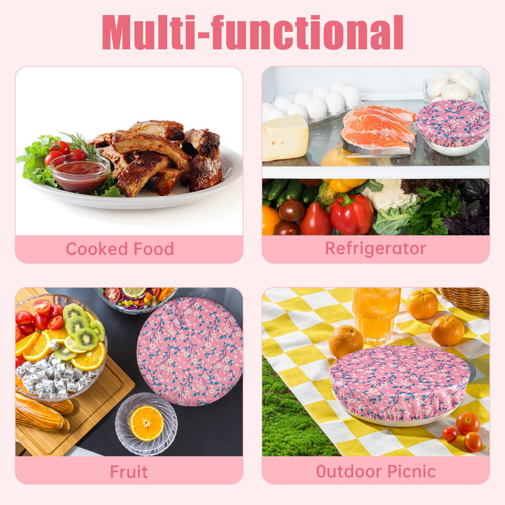 wegreeco Elastic Reusable Bowl Covers for Bread Proofing, Fabric Cloth Sourdough Bowl Covers for Proofing - Set of 3, Grey Leaf