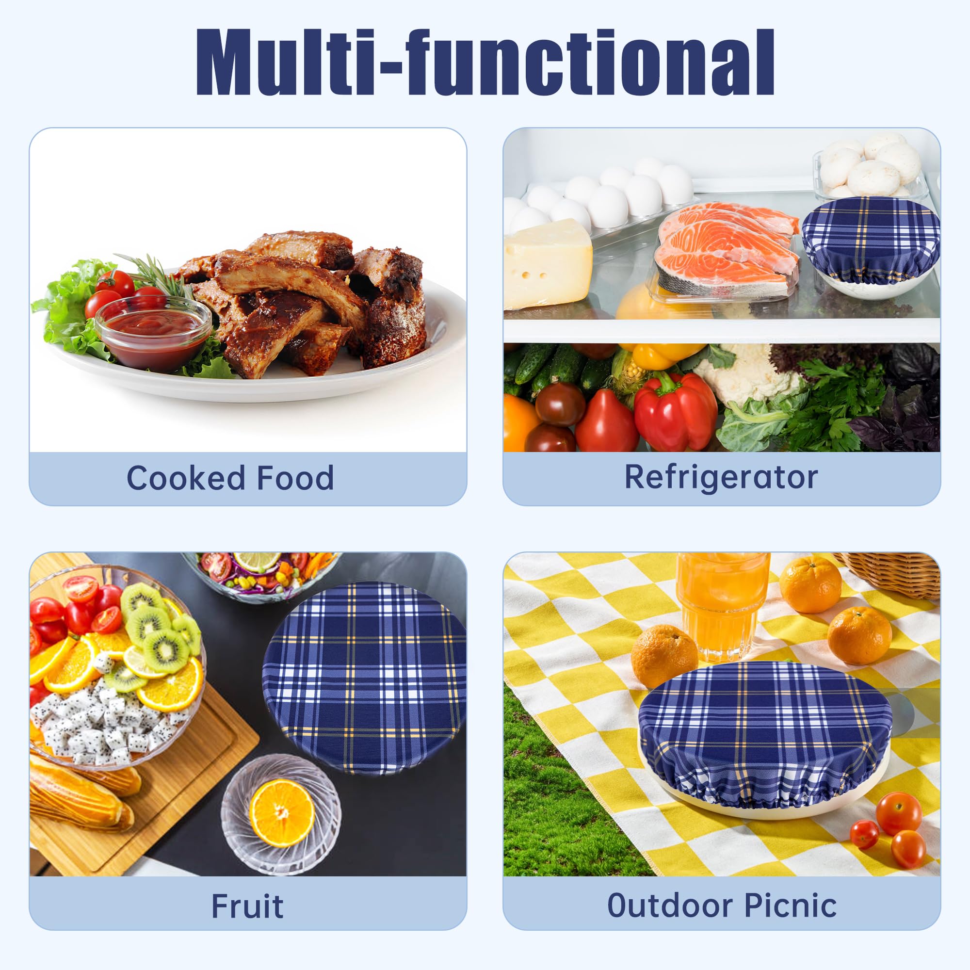 wegreeco Elastic Reusable Bowl Covers for Bread Proofing, Fabric Cloth Sourdough Bowl Covers for Proofing - Set of 3, Grey Leaf