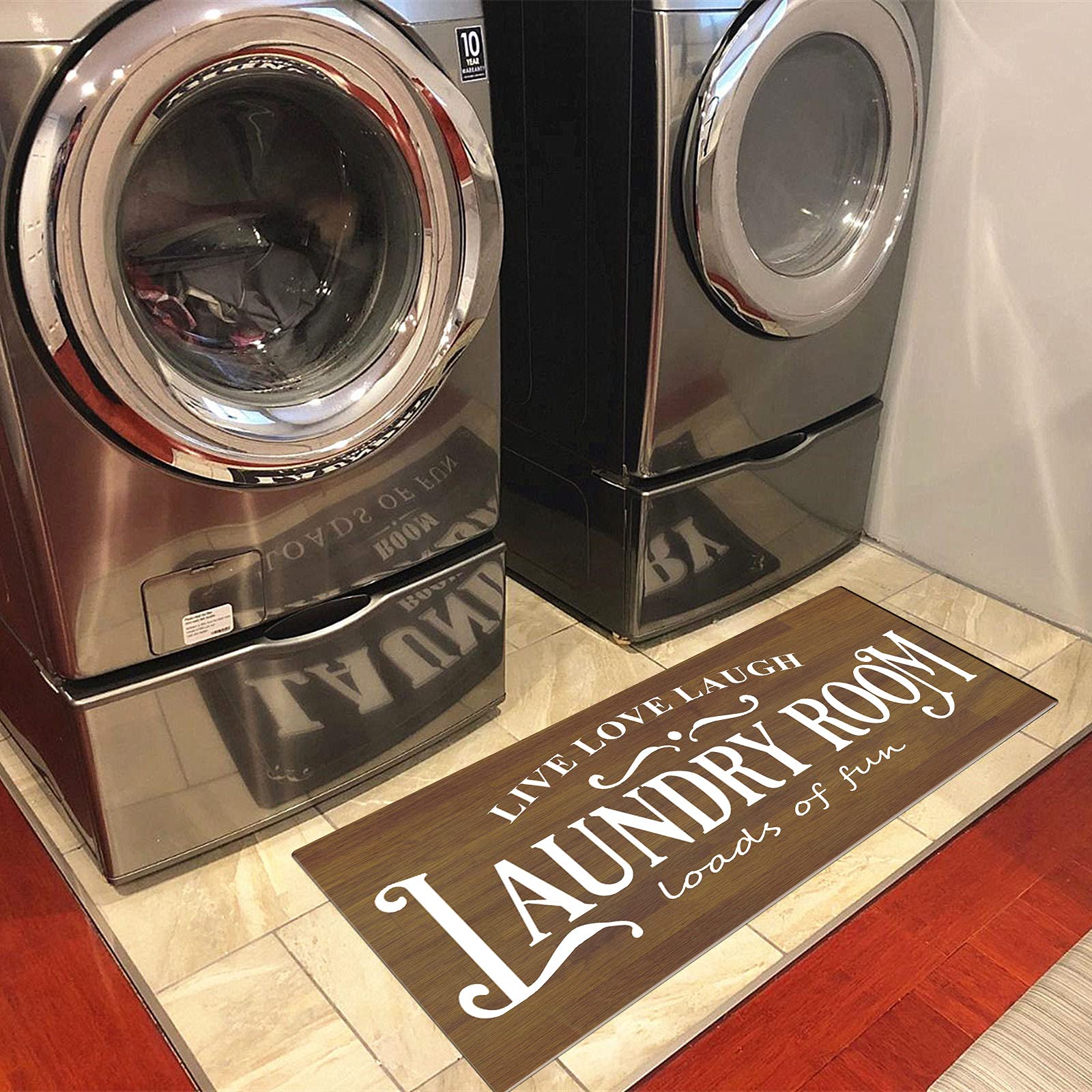 UKELER Laundry Room Rug Runner, Farmhouse Laundry Mats for Washroom Laundry Room Bathroom Kitchen, Non Slip Anti Fatigue Laundry Rugs 48''x20''