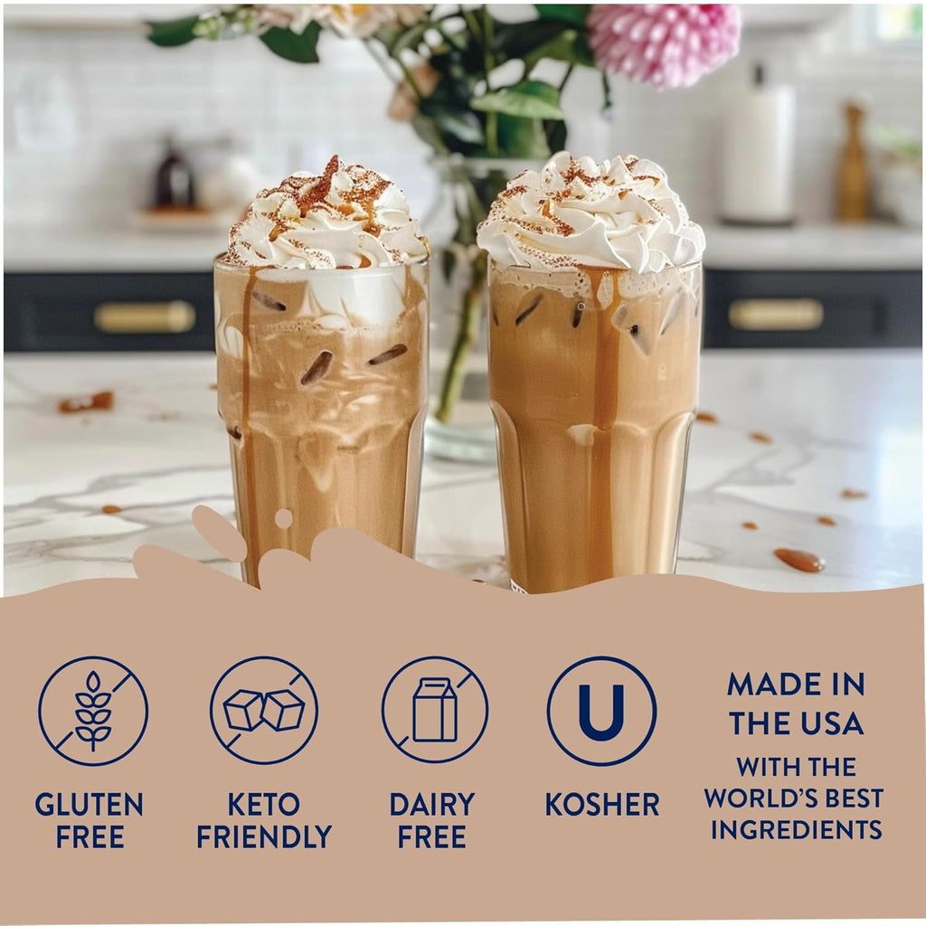 Jordan’s Skinny Mixes Sugar Free Coffee Syrup, Salted Caramel Coffee Flavoring Syrup, Zero Calorie Drink Mix, Lattes, Baking, Protein Shake or Cocktail, Dairy & Gluten Free, Kosher, 25.4 Fl Oz, 2 Pack