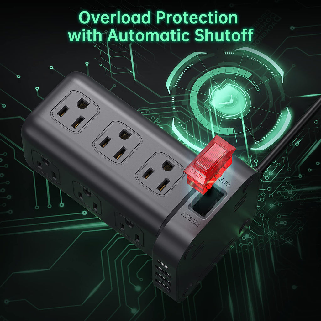 Surge Protector Power Strip Tower,10FT Extension Cord with Multiple Ou ...