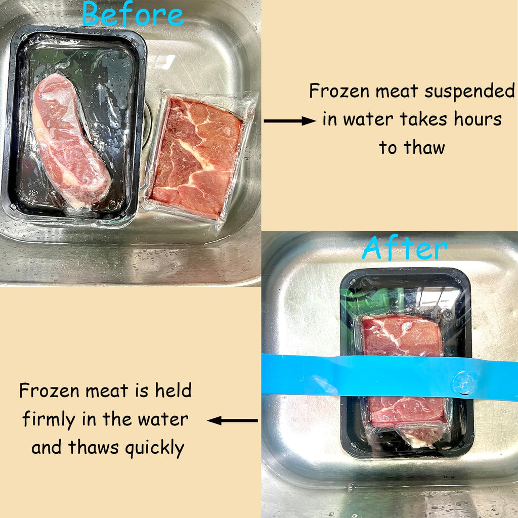 Thaw Belt, Silicone Sink Thawing Fixator Belt, Longer Faster & Safer Defrosting Belt for Frozen Meat Fruit and Vegetable, Thaws in Minutes Instead of Hours, Super Suction, no Heat Required (Blue)