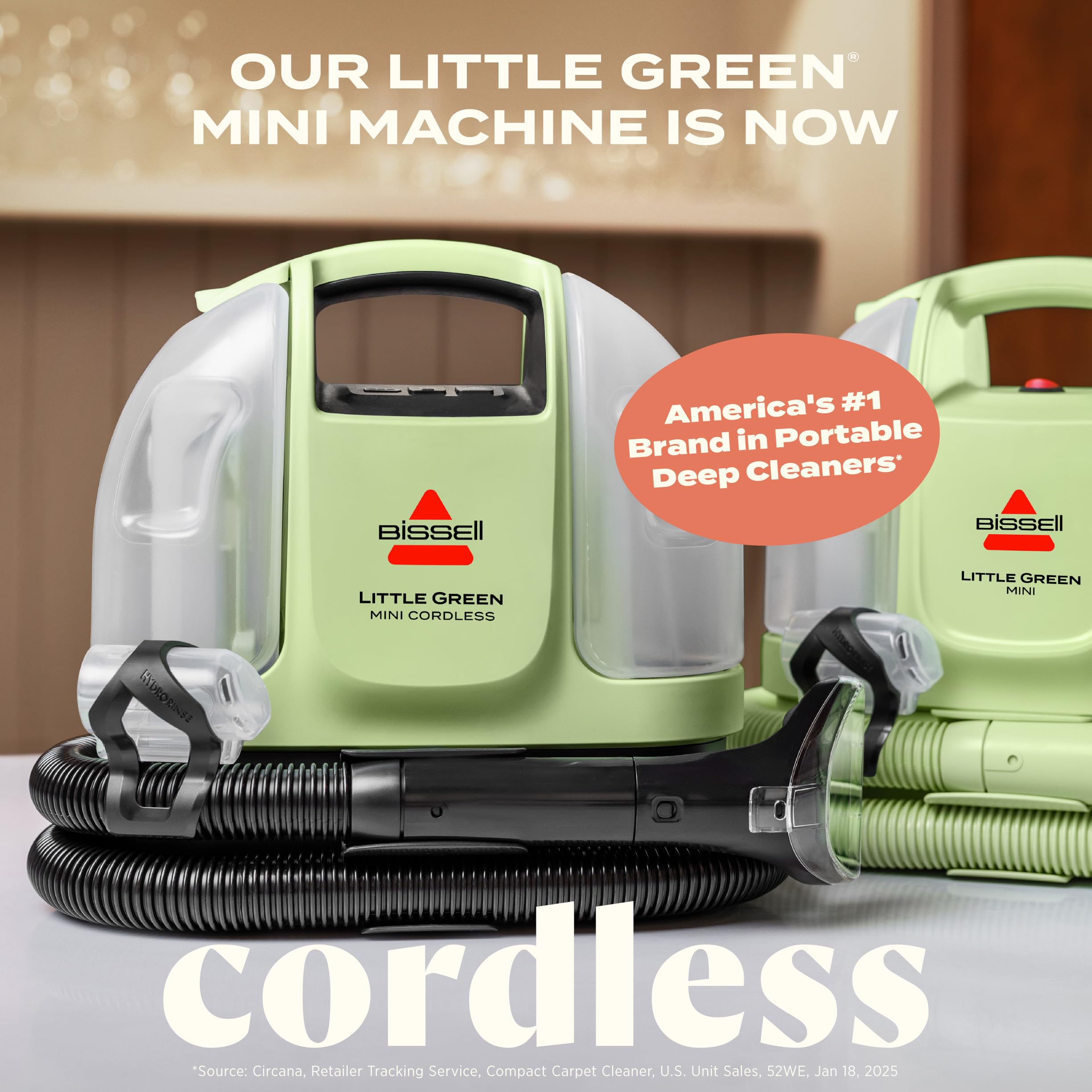 BISSELL Little Green Cordless Portable Deep Cleaner with 25V Lithium-Ion Battery & Battery-Boost Technology, 3682