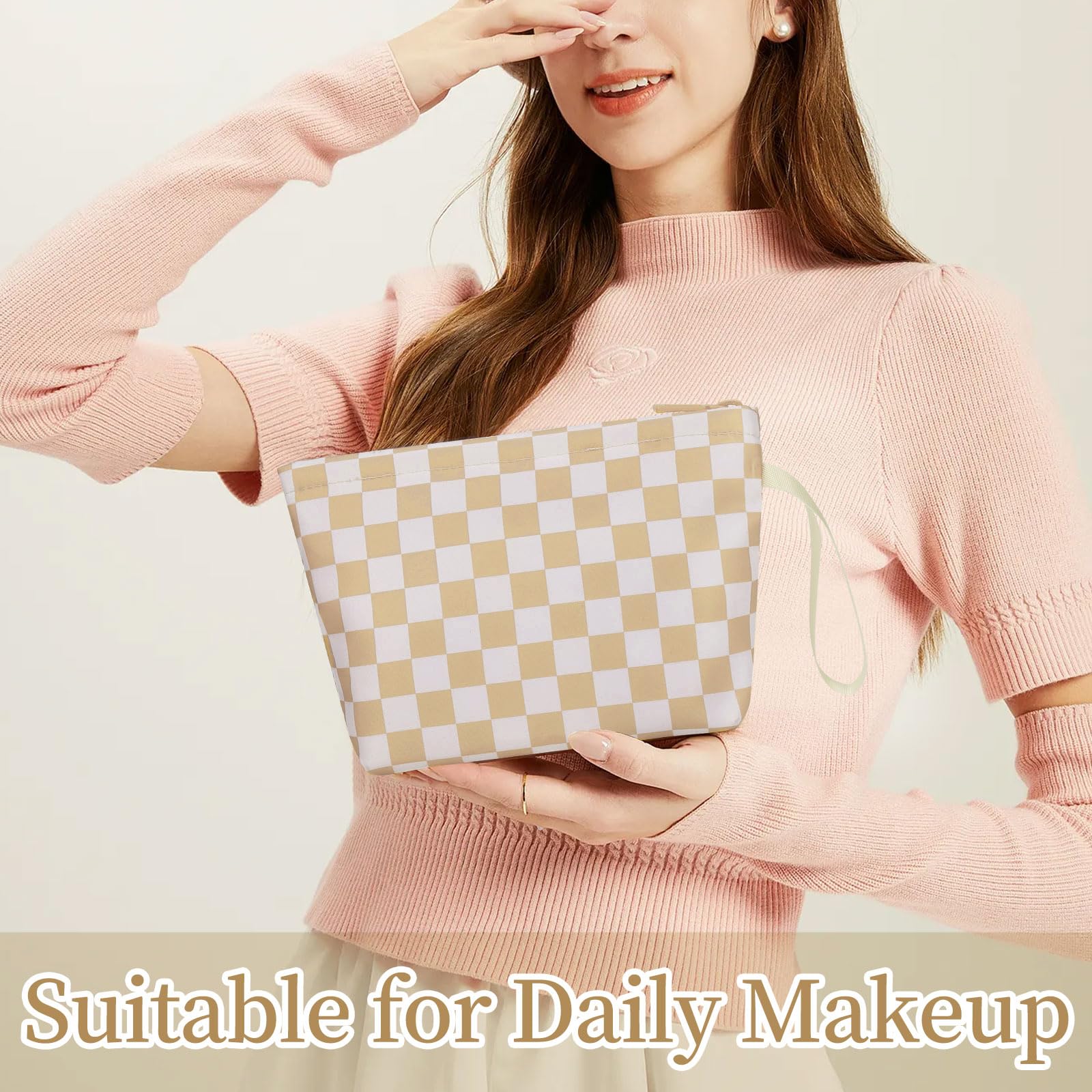 Ethereal Clear Makeup Bag, TSA Travel Makeup Organizer Bag Rose Gold Makeup Bags for Women Small Cosmetic Bag Portable Makeup Bag for Purse