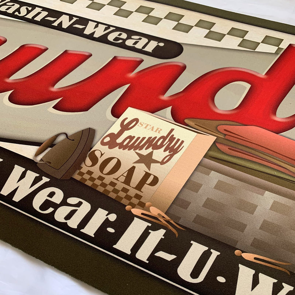 UKELER Laundry Room Rug Runner, Farmhouse Laundry Mats for Washroom Laundry Room Bathroom Kitchen, Non Slip Anti Fatigue Laundry Rugs 48''x20''