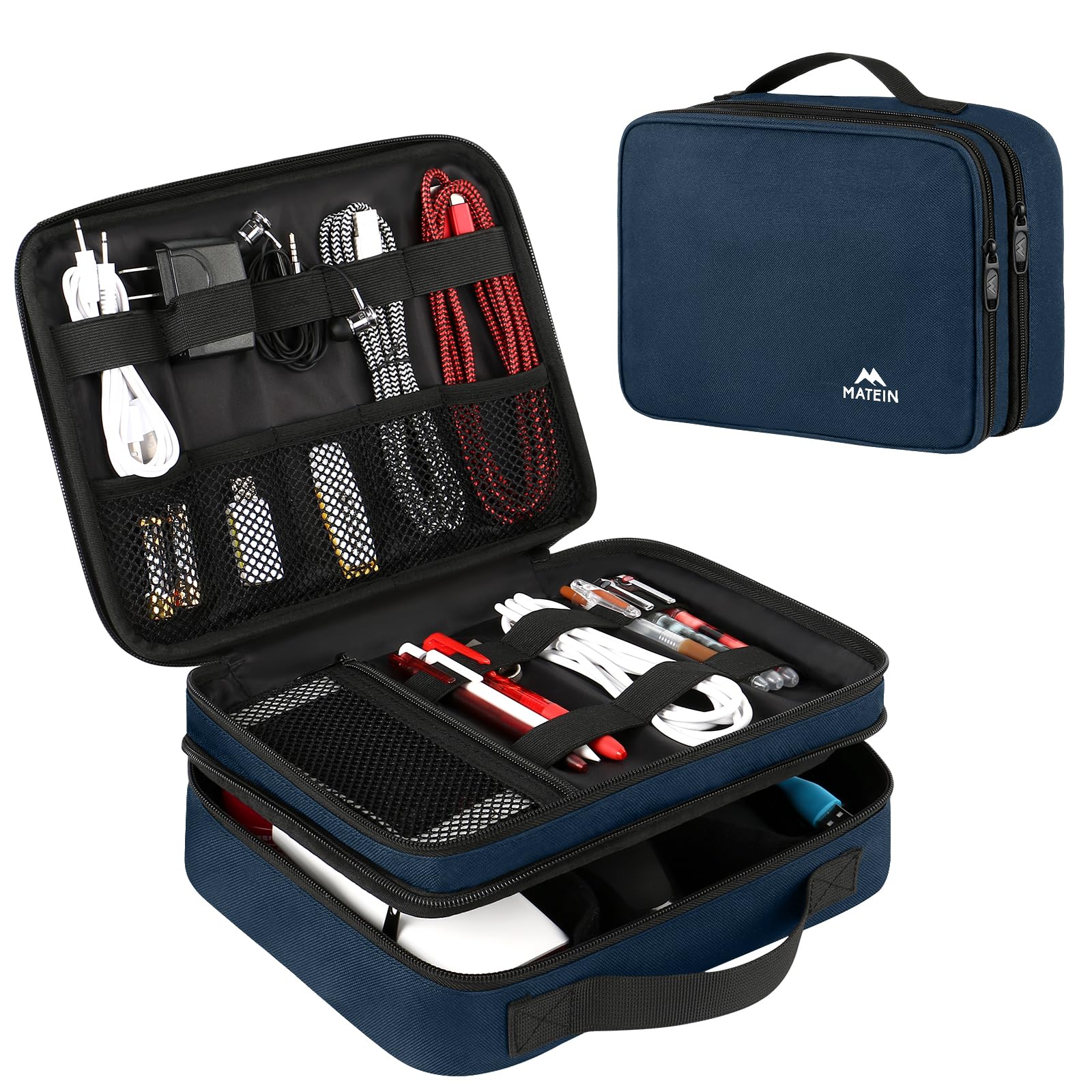 MATEIN Electronics Organizer Travel Case, Water Resistant Cable Organizer Bag for Travel Essentials, Gifts for Men, Storage Bag for Camera Accessories, Phone, Cord & Tablet, Black