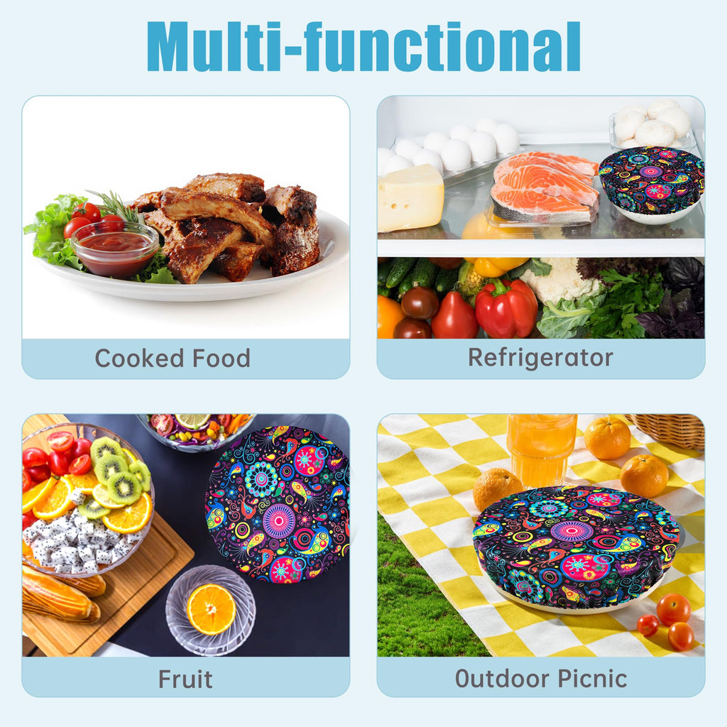 wegreeco Elastic Reusable Bowl Covers for Bread Proofing, Fabric Cloth Sourdough Bowl Covers for Proofing - Set of 3, Grey Leaf