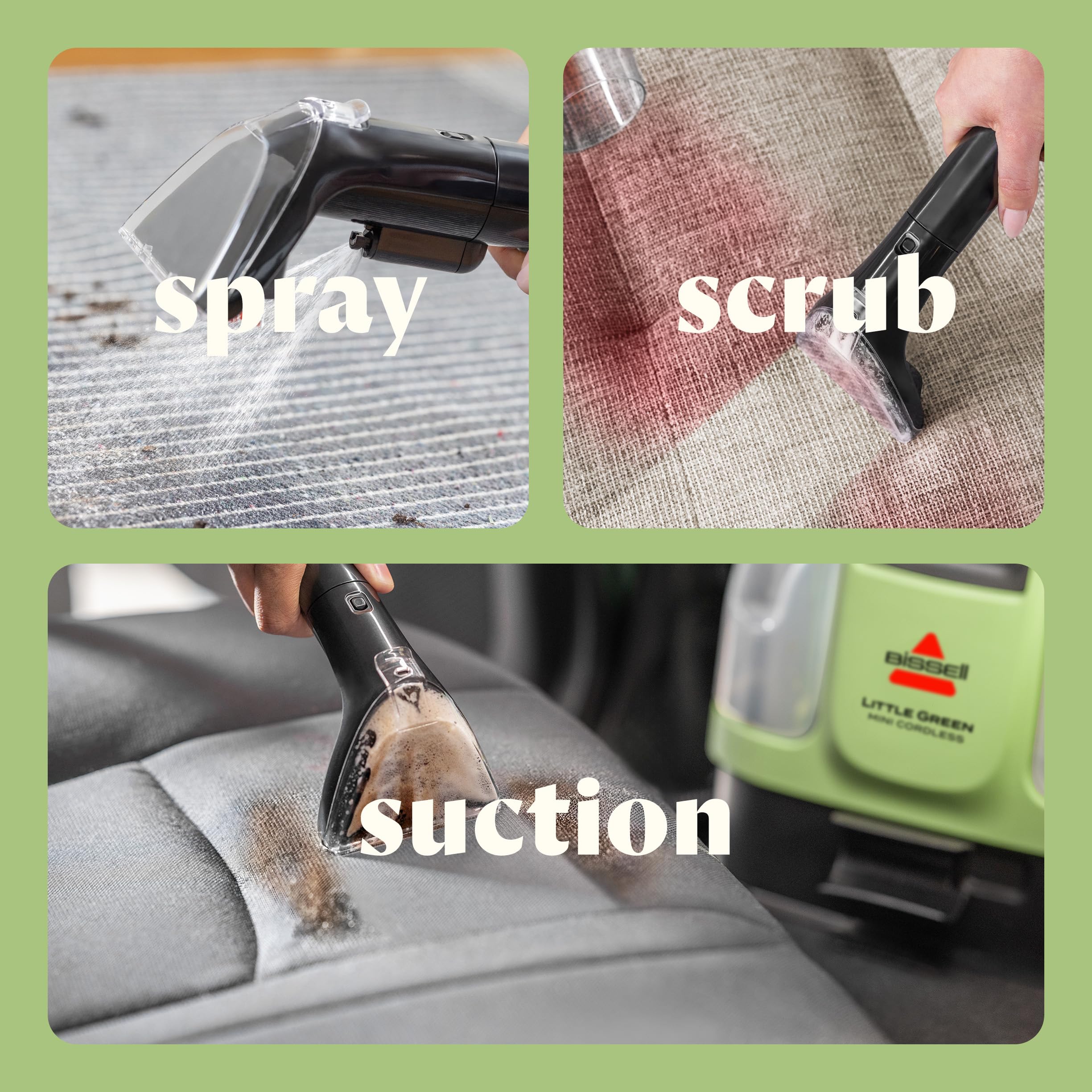 BISSELL Little Green Cordless Portable Deep Cleaner with 25V Lithium-Ion Battery & Battery-Boost Technology, 3682