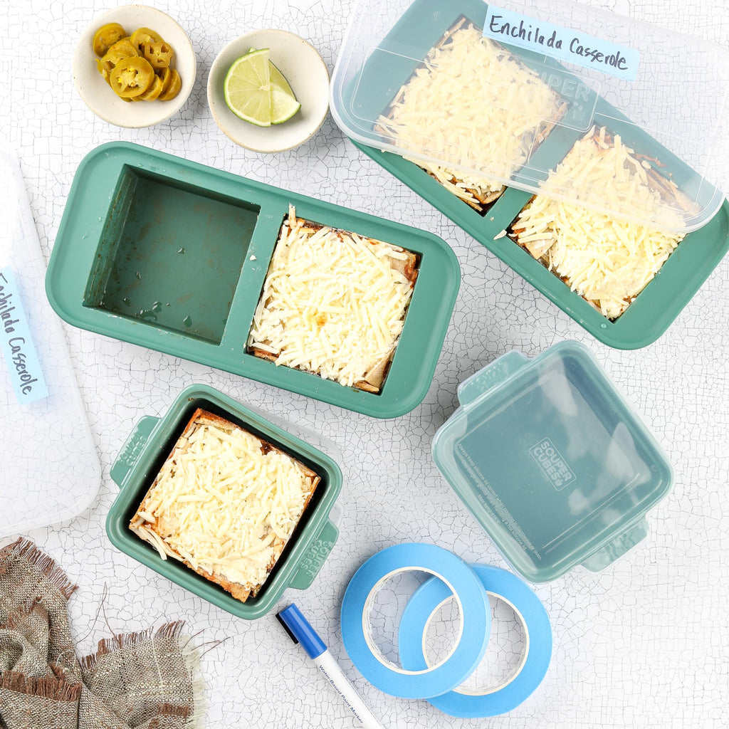Souper Cubes 2 Cup Silicone Freezer Molds with Lids – Soup Cubes for Freezing Lasagna, Leftovers, Soups, Sauces, Casseroles, Meal Prep Meals and More – Aqua 2-Pack