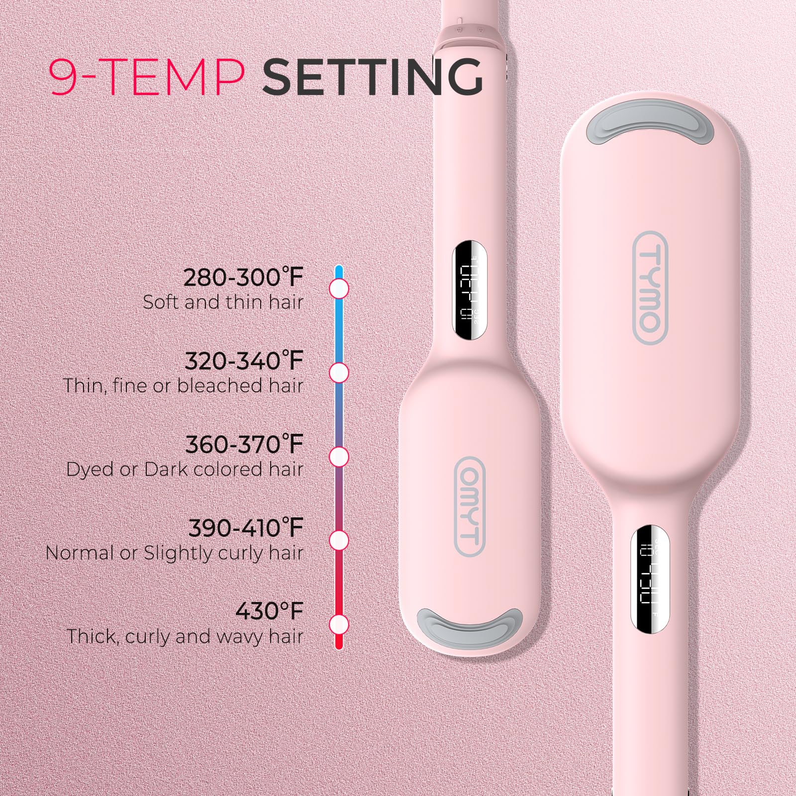 Curling Iron Hair Crimper Waver - TYMO ROVY Beach Waves Curling Wand, Ionic Deep Waver Hair Curler Tool with Ceramic 3 Barrel for Women, Dual Voltage, Anti-Scald, Easy to Use, Pink, 1.25 Inch