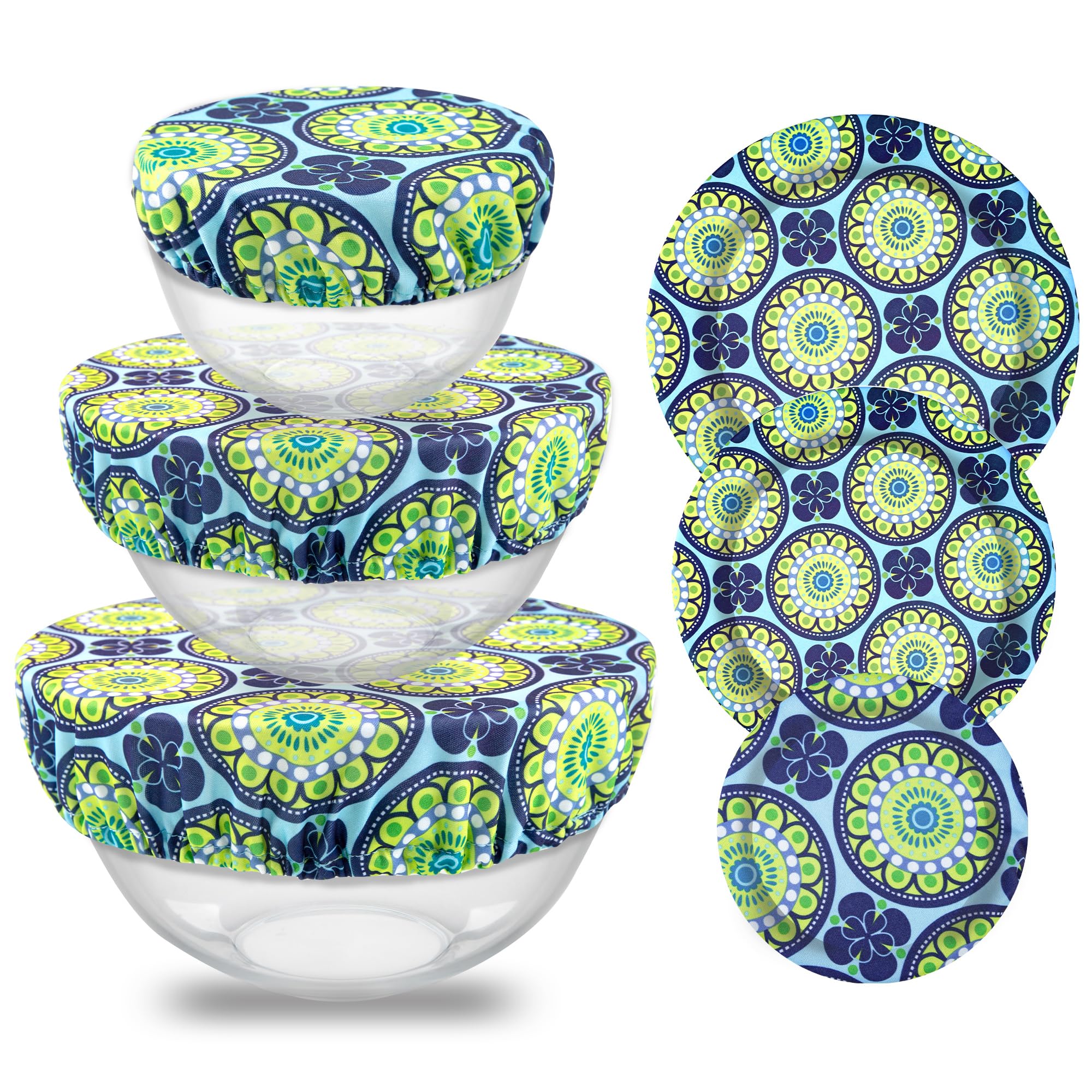 wegreeco Elastic Reusable Bowl Covers for Bread Proofing, Fabric Cloth Sourdough Bowl Covers for Proofing - Set of 3, Grey Leaf