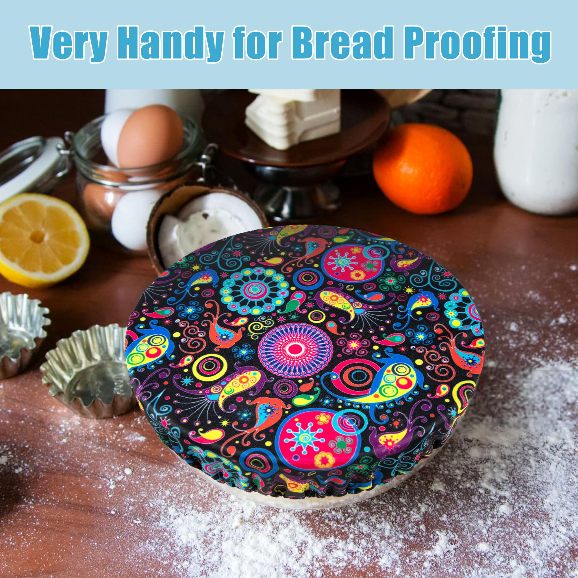 wegreeco Elastic Reusable Bowl Covers for Bread Proofing, Fabric Cloth Sourdough Bowl Covers for Proofing - Set of 3, Grey Leaf