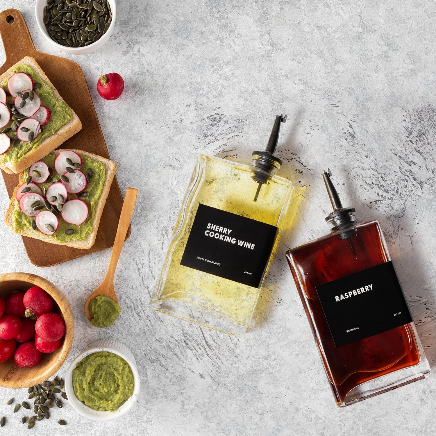 APT 1101 Olive Oil Dispenser for Kitchen, Cooking Oil and Vinegar Dispenser Set, Olive Oil Bottle, Soy sauce dispenser, coffee syrup bottles - 2 pcs, Black