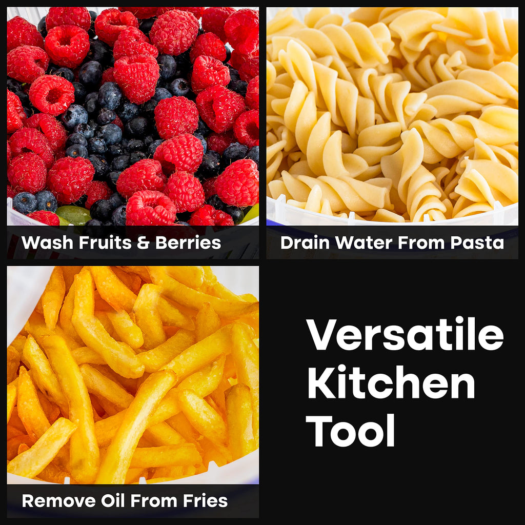 Stainless Steel Pump Salad Spinner Large - Easy Compact Kitchen Tool - Stainless Steel Bowl, Drain & Colander - Lettuce Spinner, Vegetable Dryer, Fruit Washer, Pasta & Fries Produce Strainer - 6.33 Qt