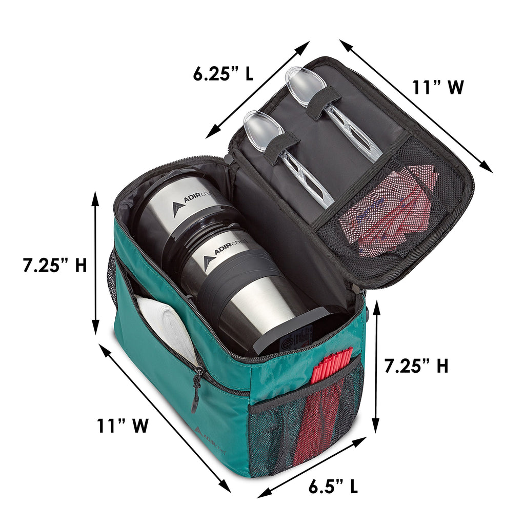 Adir Mini Single Serve Travel Coffee Maker Pouch Organizer, Portable For Travel, Camping, Office Lunch Bag For Grab & Go Daily Use (Black & Green)