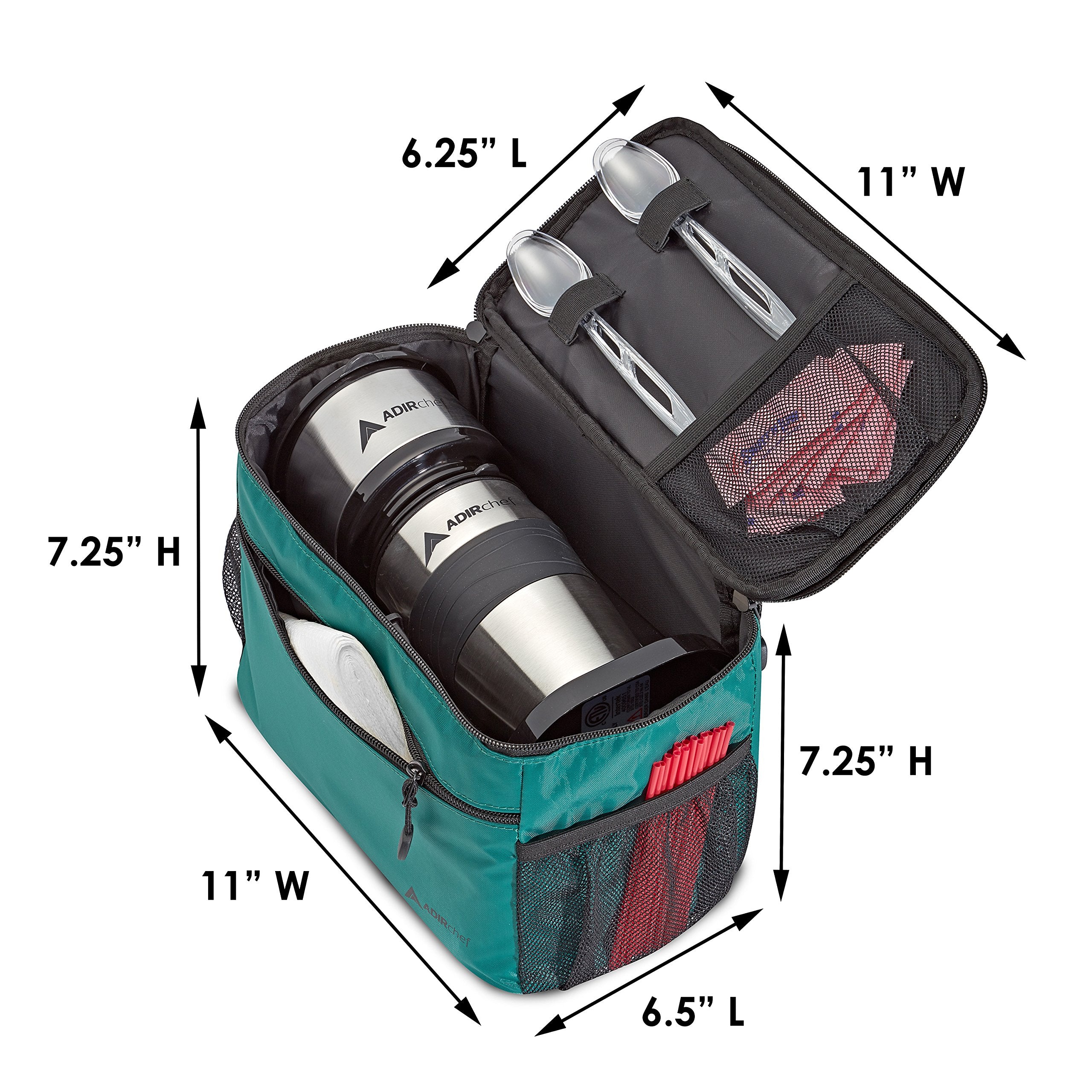 Adir Mini Single Serve Travel Coffee Maker Pouch Organizer, Portable For Travel, Camping, Office Lunch Bag For Grab & Go Daily Use (Black & Green)